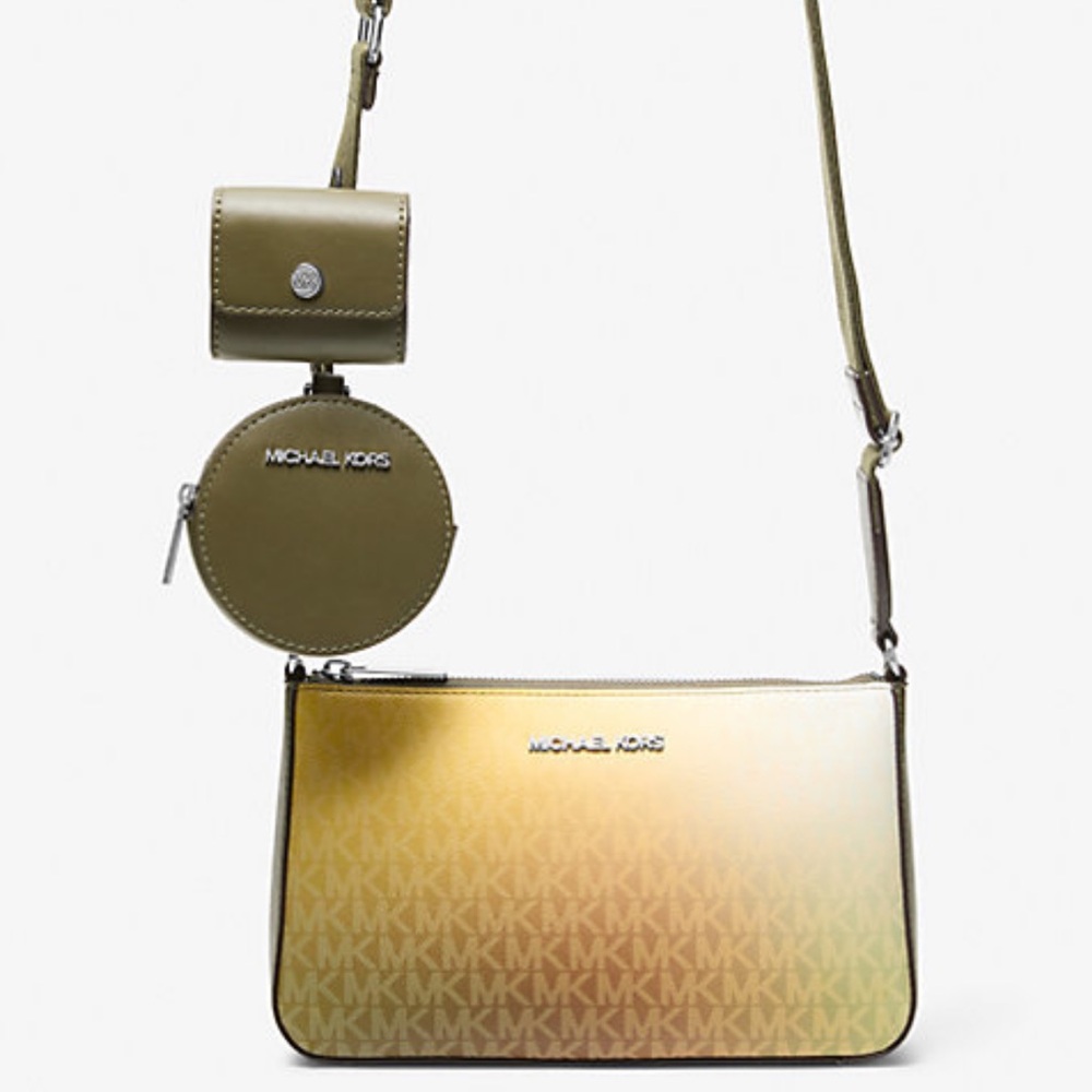 MICHAEL KORS Jet Set Sm Ombré Signature Logo Crossbody Case Apple Airpods Pro - Picture 7 of 16